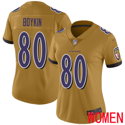 Baltimore Ravens Limited Gold Women Miles Boykin Jersey NFL Football 80 Inverted Legend